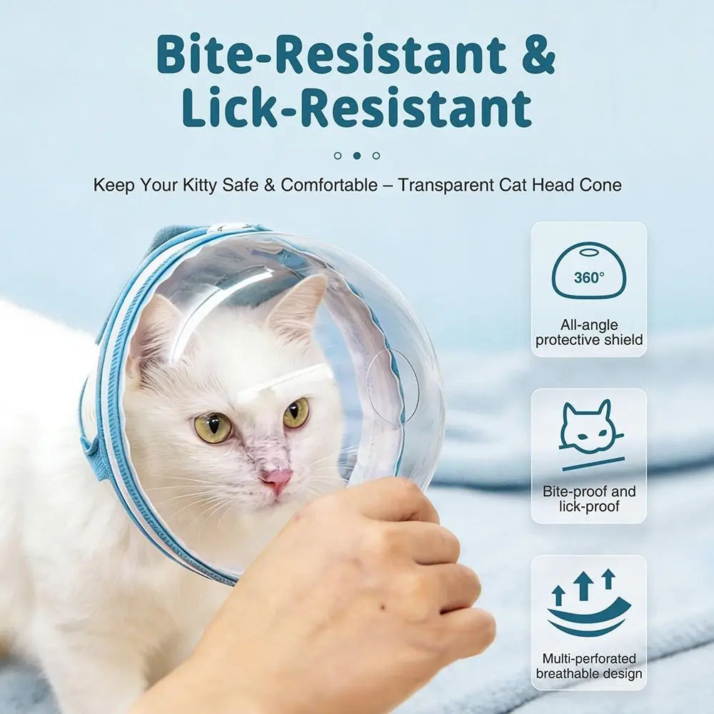 Transparent Astronaut Helmet Cat Muzzle – Breathable S–XXL Cat Grooming Muzzle SWANS