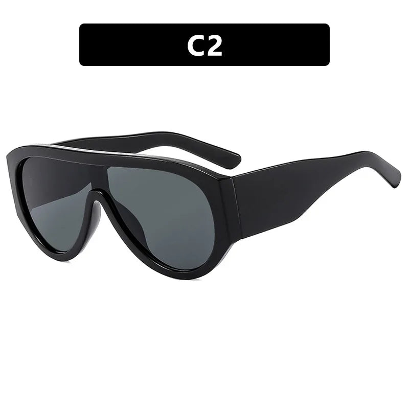 Y2K Oversized Pilot Sunglasses UV400 Big Frame – TOYEARN Fashion Sunglasses SWANS Black Black