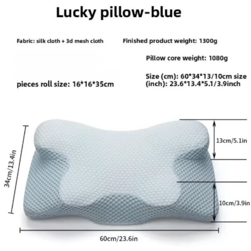 SWANS Memory Foam Contour Neck Pillow – 100% Cotton Cover Memory Foam Pillow SWANS 1pcs sky blue