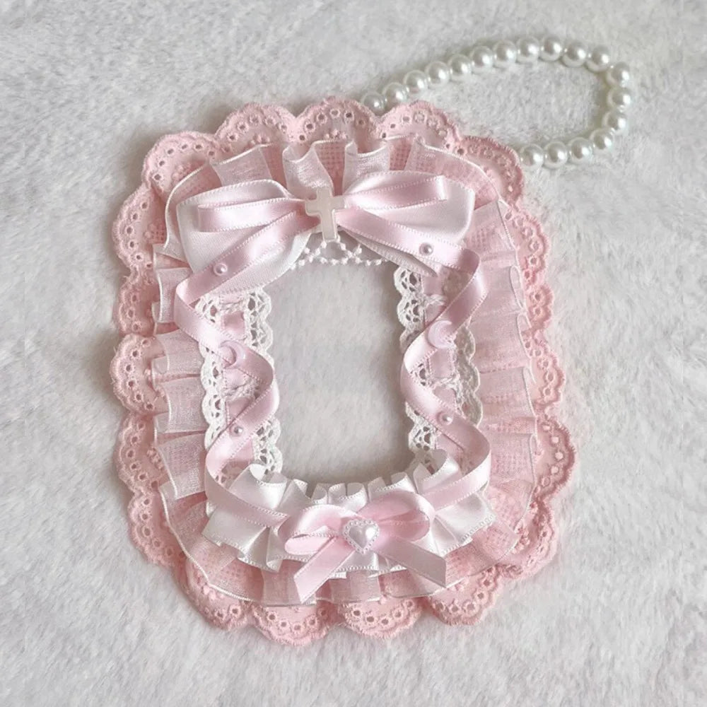 Sweet Plush Photocard Holder Lolita Ribbon Lace Anime Case Photocard Holder SWANS B