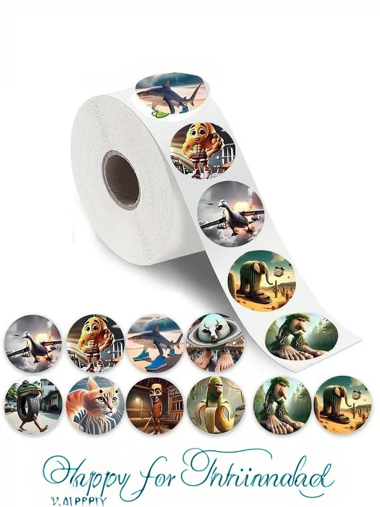 500pcs Italian Brainrot Meme Stickers Roll – DIY Laptop Decals Decorative Sticker Roll SWANS