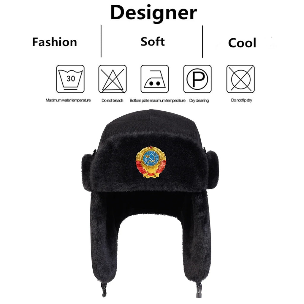 Unisex Corduroy Earflap Bomber Hat – Winter Ski Snow Cap Winter Bomber Hat SWANS