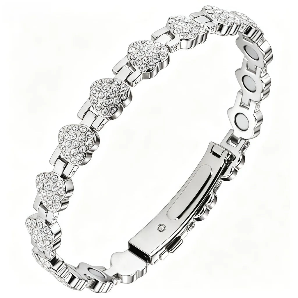 Women's Sparkling Heart Charm Bracelet – Copper & Steel Charm Bracelet SWANS