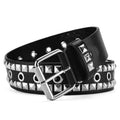 Square Bead Rivet Pyramid Belt – Unisex Punk Y2K PU Belt Rivet Punk Belt SWANS black 110cm