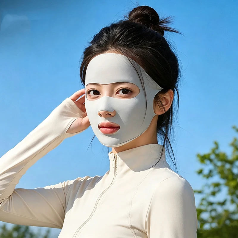 UPF 50+ Ice Silk Full Face Sun Mask – Cycling & Outdoor Sports UV Sun Face Mask SWANS