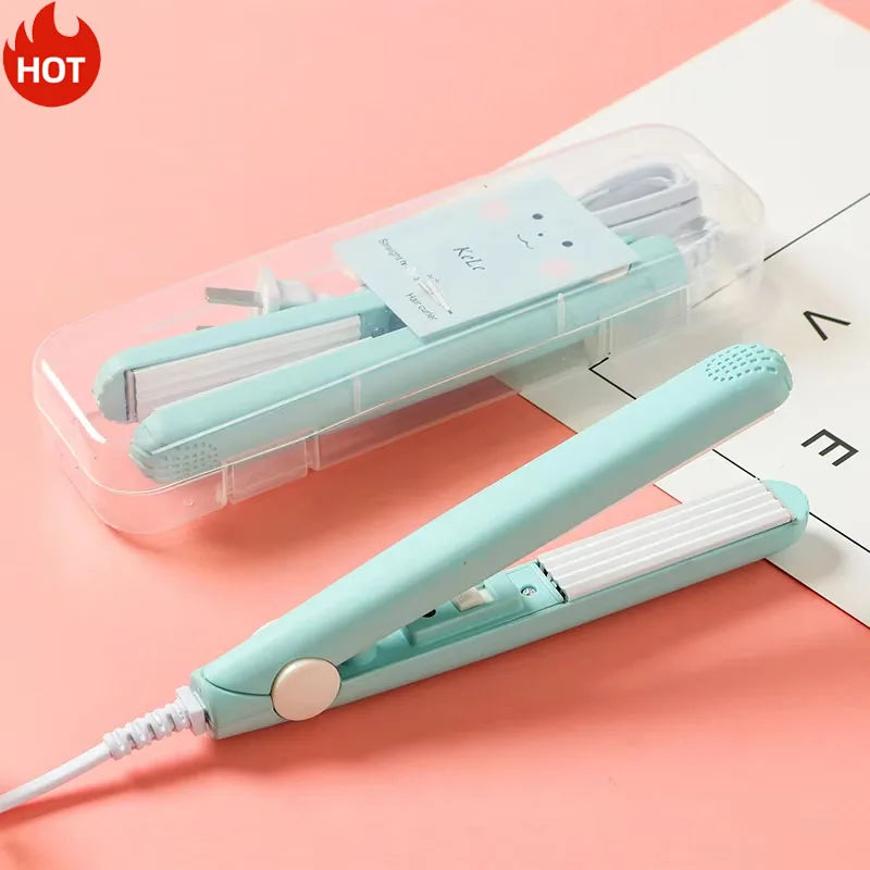 YIBER 3-in-1 Mini Ceramic Hair Curler Crimper & Flat Iron Hair Styling Iron SWANS Dream Blue UK