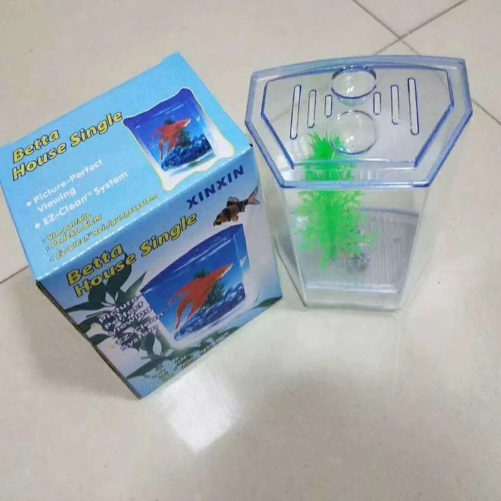 Transparent Betta Fish Isolation Box – Single & Double Grid Fish Breeder Box SWANS S-14x11x8cm-