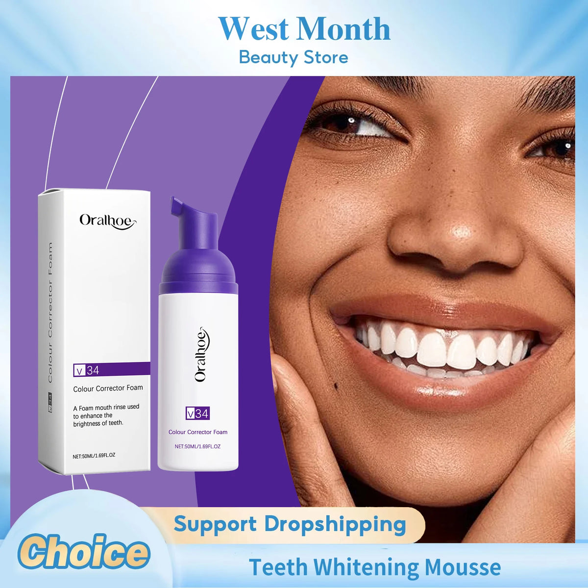 V34 Teeth Whitening Mousse – Brightening Foam Toothpaste Whitening Mousse Toothpaste SWANS