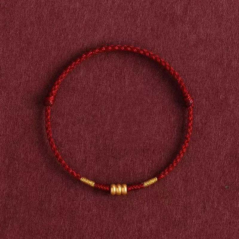 Red String Charm Bracelet – Adjustable Woven Bangle Gift Charm Bracelet SWANS Wine red
