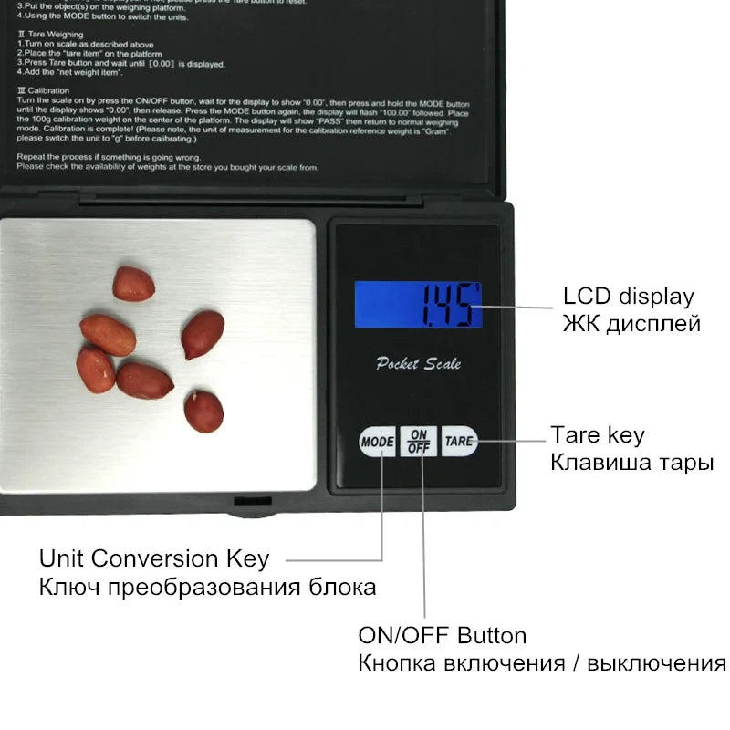 Portable Digital Jewelry Scale 0.01g – 200g/500g/1000g Digital Jewelry Scale SWANS
