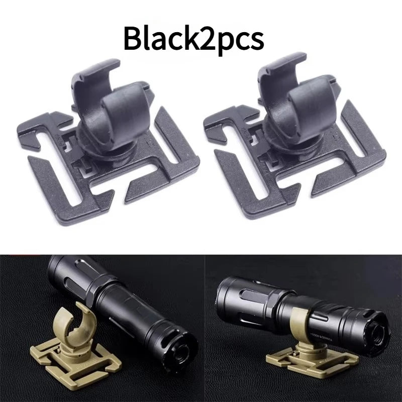 Rotating Flashlight Clip 25mm Tactical Webbing Buckle 1-2 Pack Tactical Clip Buckle SWANS Black 2PCS