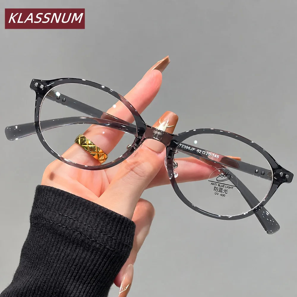 KLASSNUM Oval TR90 Blue Light Blocking Glasses Frame Women Eyeglass Frames SWANS