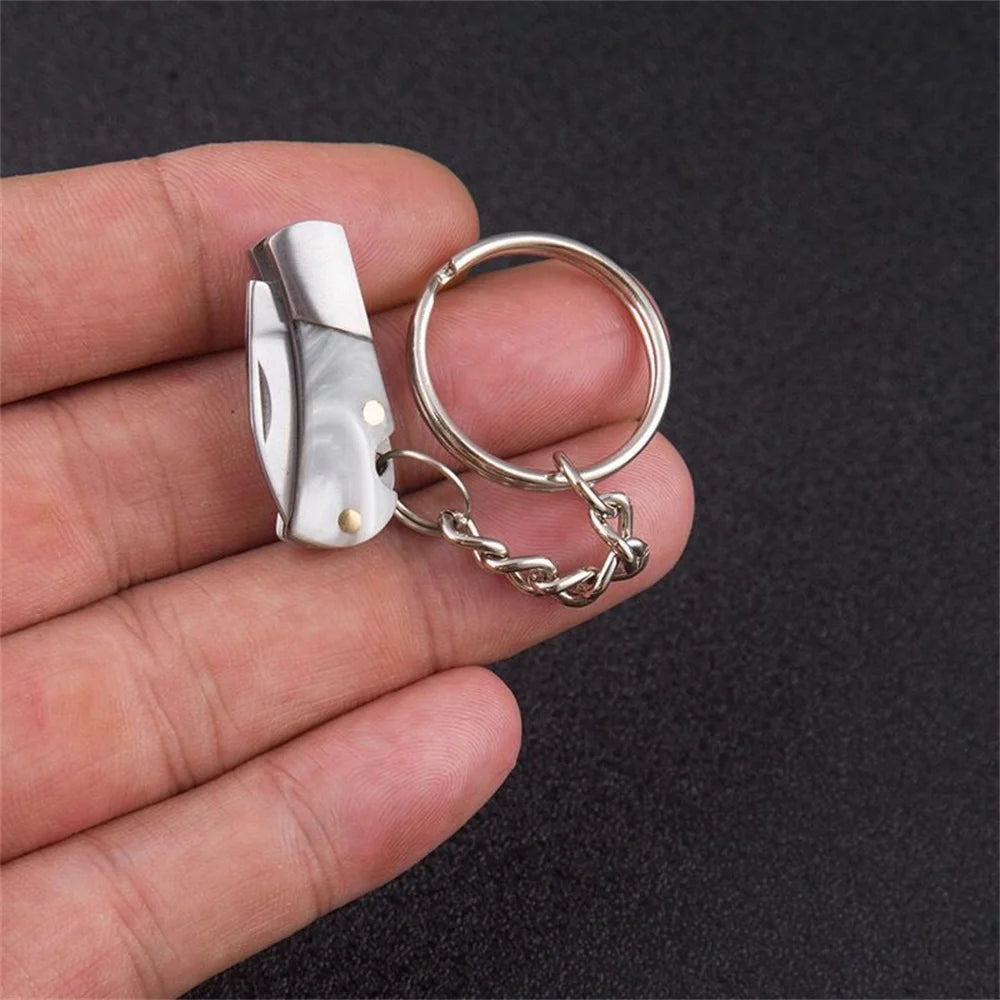Mini Folding Knife Keychain – 5cm Stainless Steel EDC Tool Folding Knife Keychain SWANS White 2
