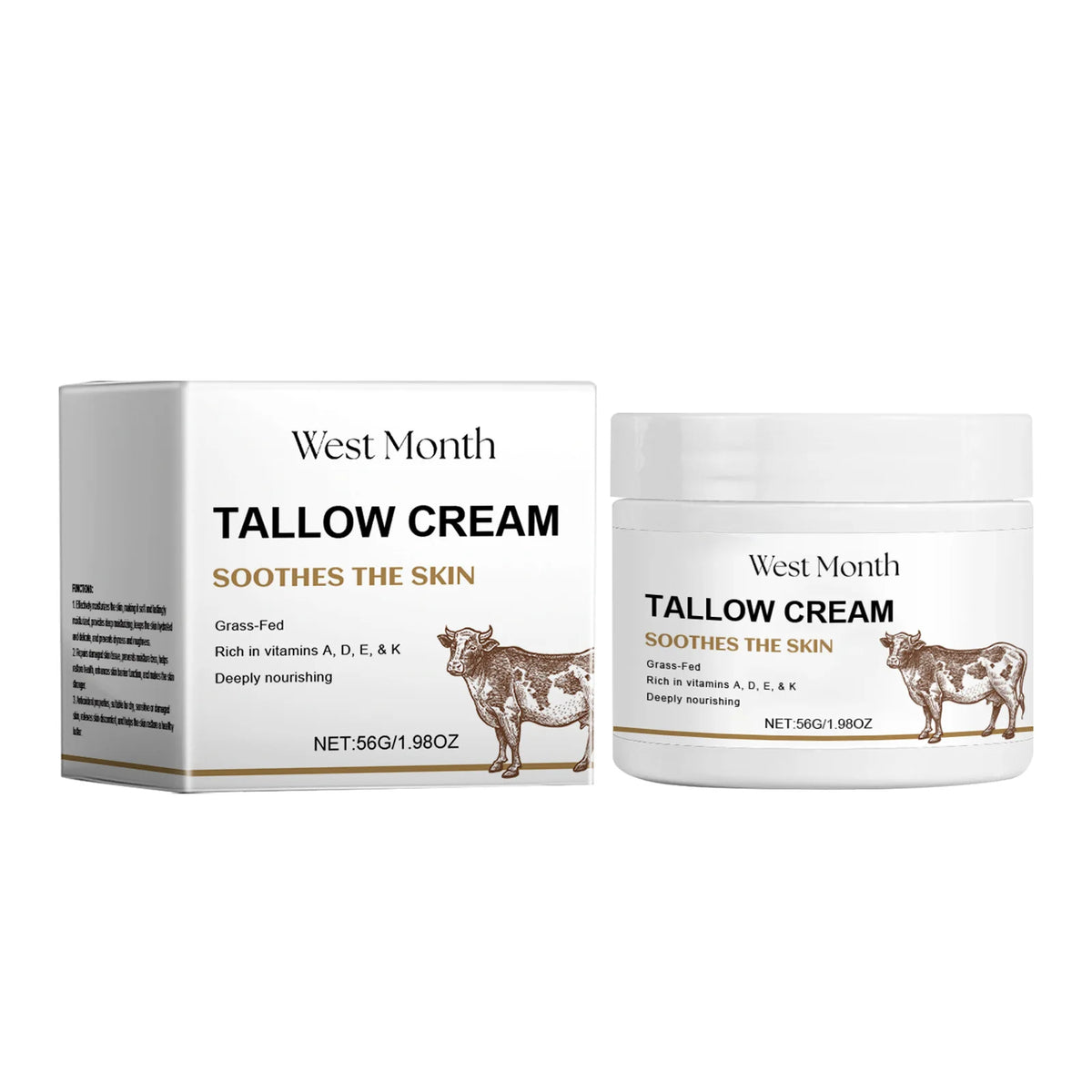 WEST MONTH Tallow Face Cream – Firming & Hydrating 56g Face Moisturizer Cream SWANS 56g boxed
