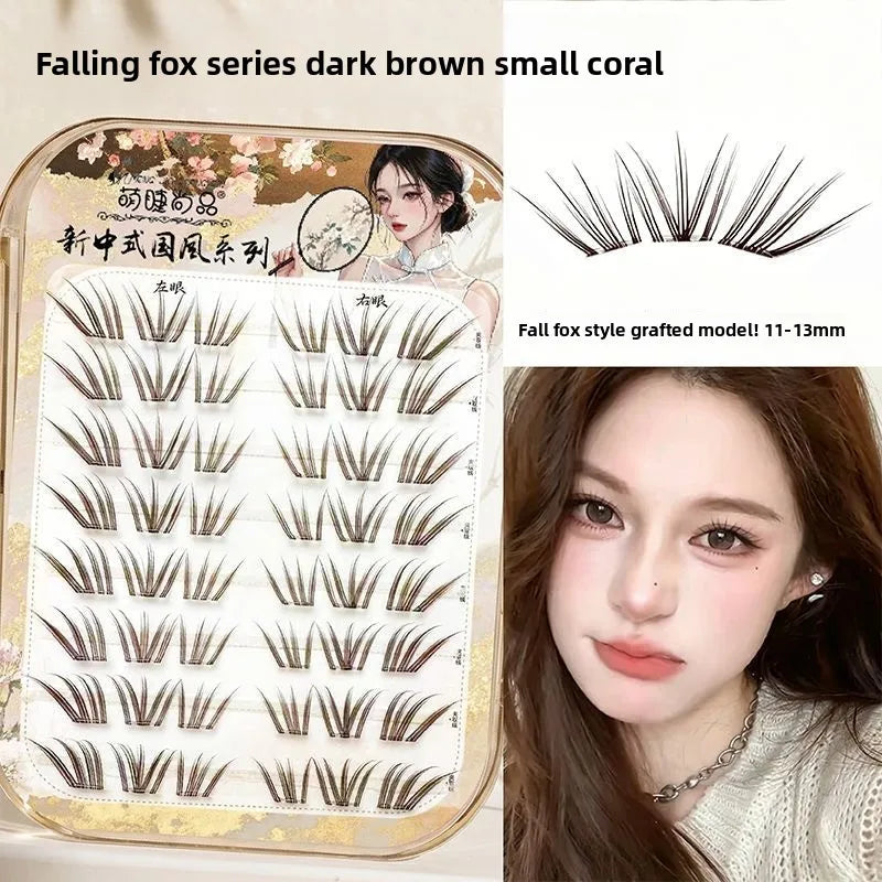 No-Glue Wispy False Eyelashes 0.08mm Fluffy Winged Fox Eye Lashes False Eyelashes SWANS