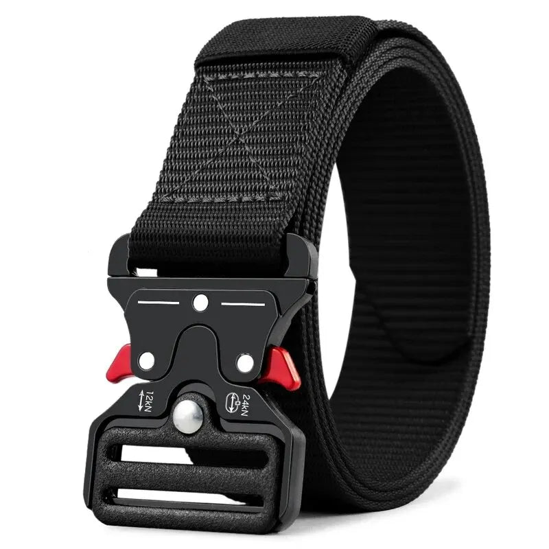 Unisex Tactical Polyester Belt – Outdoor Sports & Casual Tactical Outdoor Belt SWANS StyleA-Black 125cm