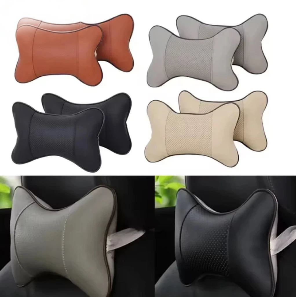 SWANS PU Leather Car Headrest Neck Pillow – Breathable Mesh Car Neck Pillow SWANS