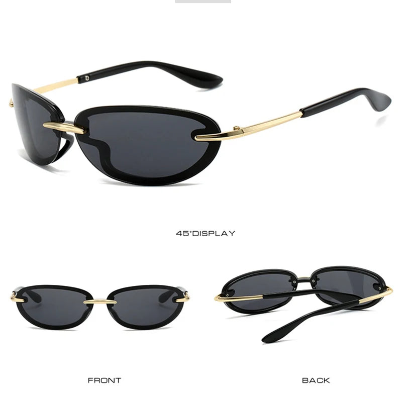 TOYEARN Y2K Oval Sunglasses UV400 Vintage Sport Goggle Fashion Sunglasses SWANS
