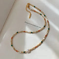 Colorful Pearl Choker – Freshwater Pearl & Natural Stone Necklace Pearl Beaded Necklace SWANS Colorful