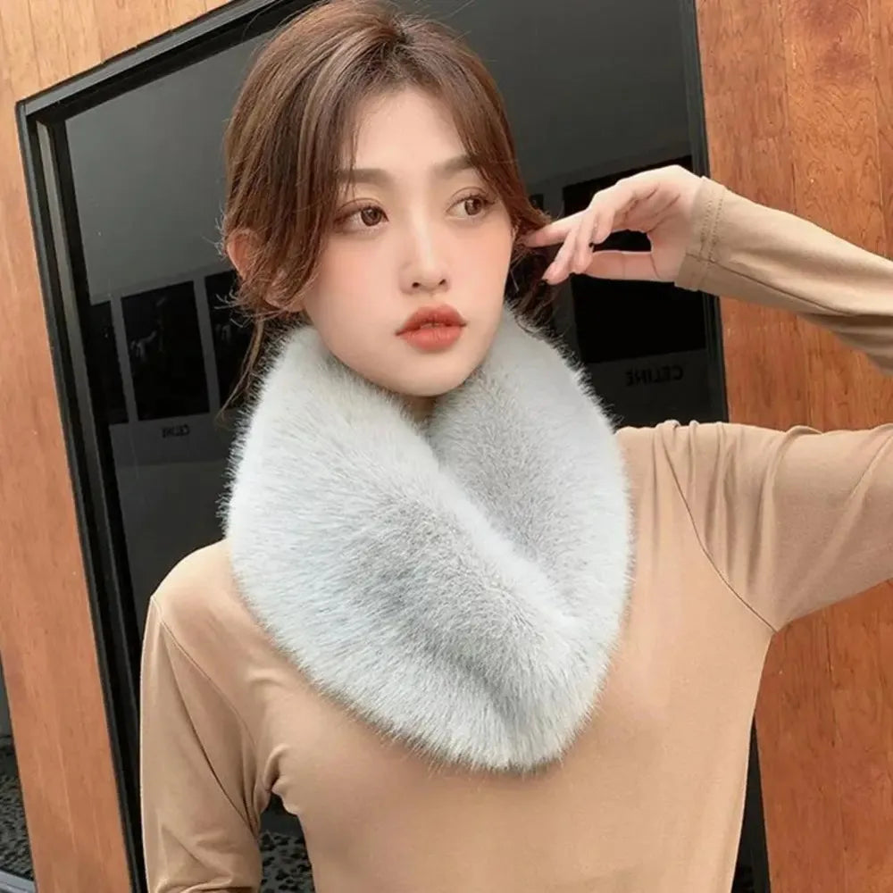 Faux Fox Fur Neck Warmer – Double-Sided Loop Scarf & Collar Fur Neck Warmer SWANS