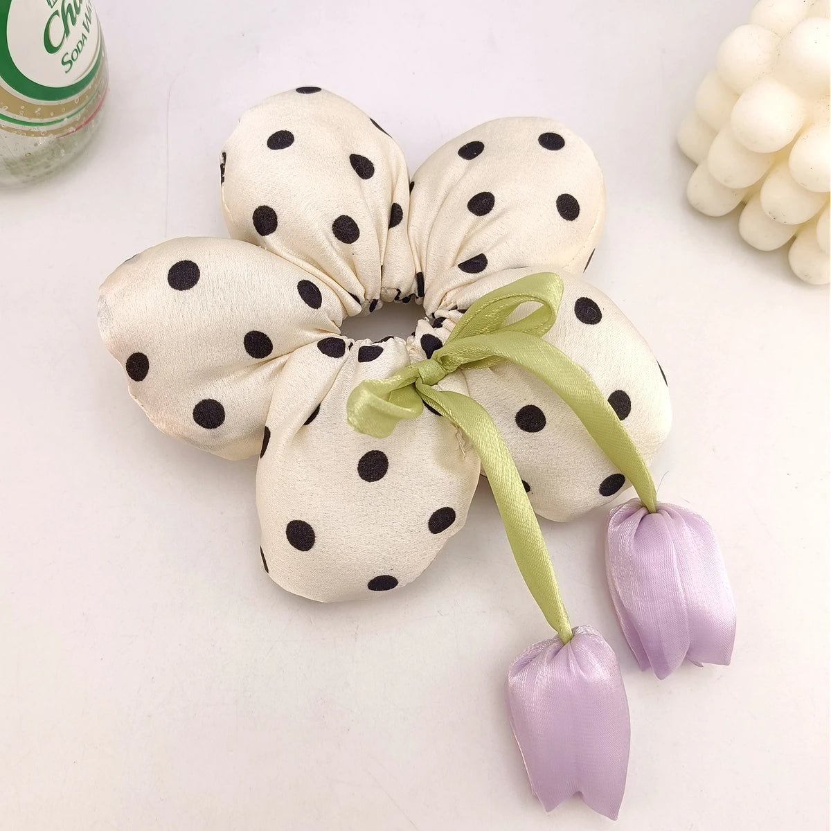 Tulip Bow Elastic Hair Tie – Floral Women's Hair Band Elastic Hair Band SWANS 05