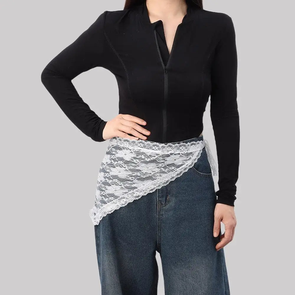 Lace-Up Mini Skirt Slim Fit Wrap – Harajuku Y2K Style Lace Mini Skirt SWANS