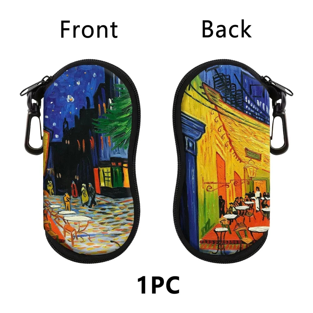 Van Gogh Art Zipper Eyeglass Case – Neoprene Sunglasses Pouch Eyeglass Case SWANS Style 3