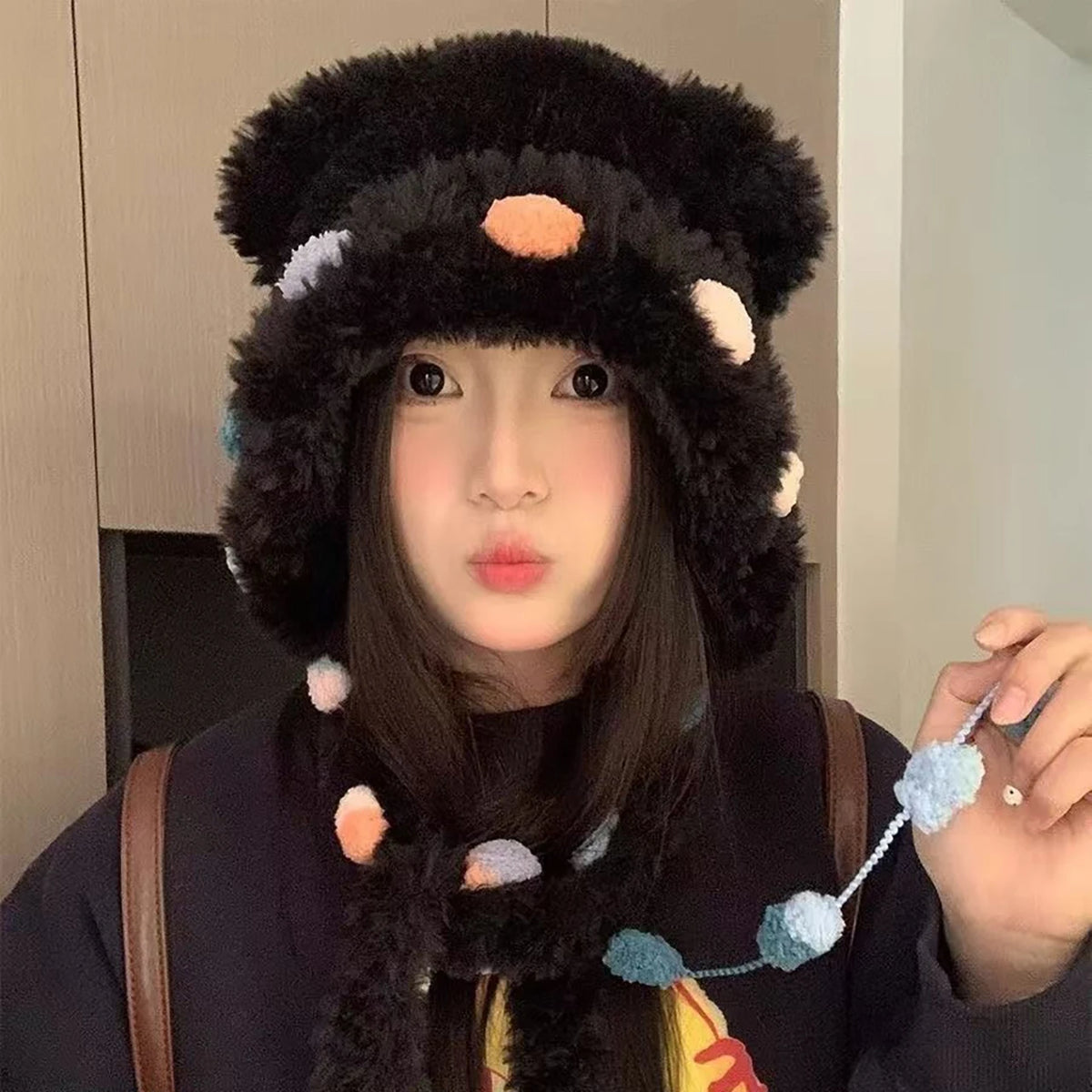Women's Plush Beanie with Ear Protection – Windproof Winter Hat Winter Beanie Hat SWANS