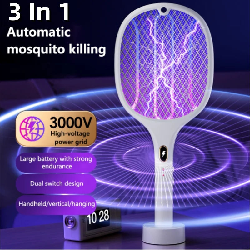 XMSJ 3-in-1 USB Rechargeable Bug Zapper Electric Mosquito Racket Electric Bug Zapper Racket SWANS