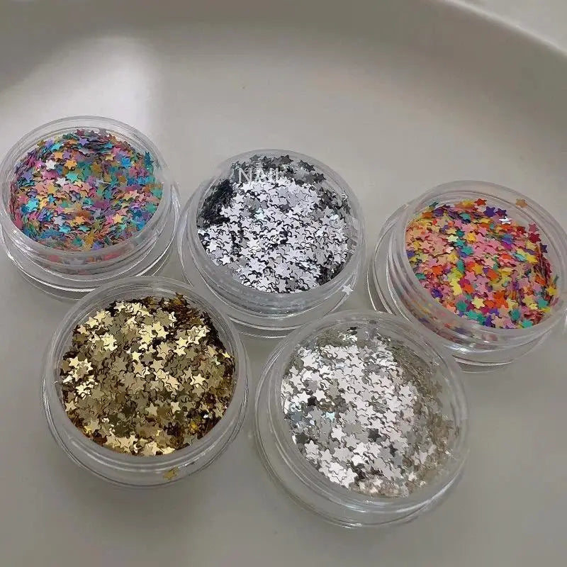 YOVIP Star Nail Glitter – 5-Color Resin Flakes for Nail Art Nail Art Glitter SWANS