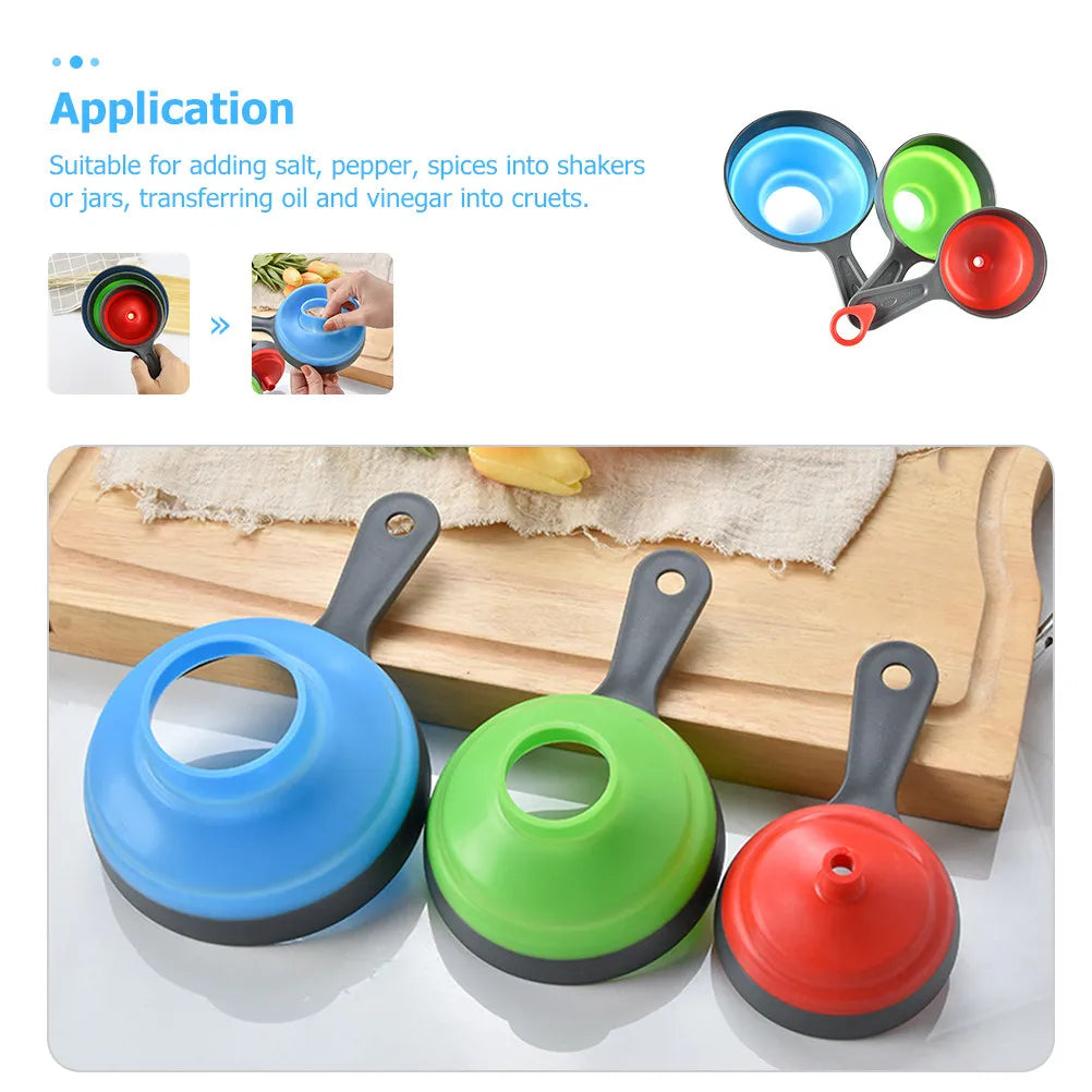 3-Pack Collapsible Kitchen Funnels – Food Grade Foldable Set Kitchen Funnel Set SWANS