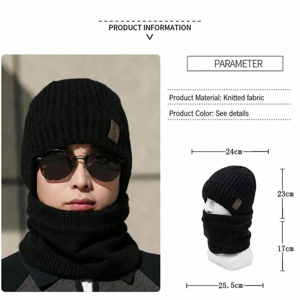 Winter Knitted Beanie & Scarf Set – Velvet Lined, Windproof Winter Hat & Scarf Set SWANS