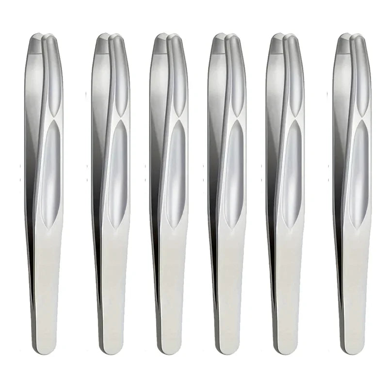 SWANS Round Tip Tweezers – Precision Eyebrow & Facial Hair Tool Precision Tweezers SWANS 6PCS silver