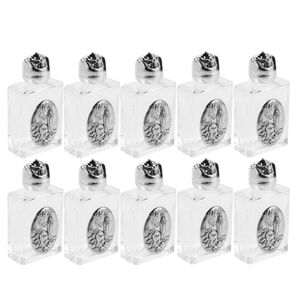 10-Pack Mini Embossed Holy Water Bottles – Catholic Travel Set Holy Water Bottle Set SWANS