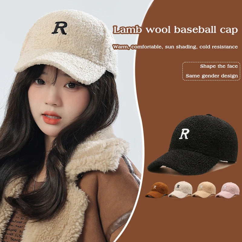 Women's Winter Plush Fleece Baseball Cap – Unisex Duck Bill Hat Fleece Baseball Cap SWANS