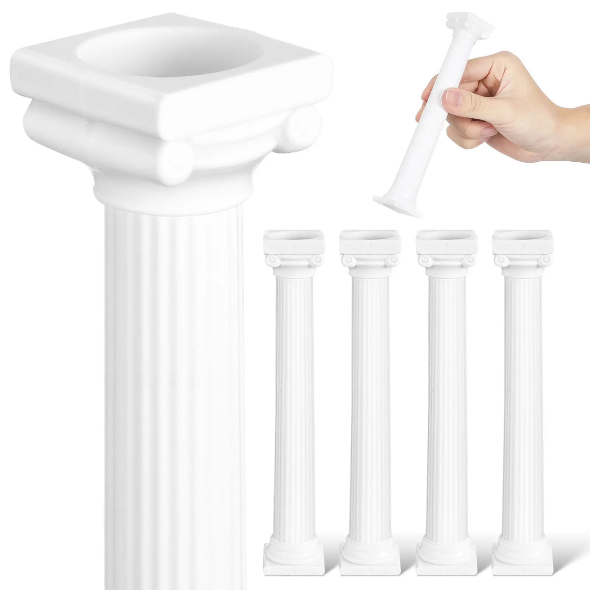 6-Pack Mini White Roman Column Pillars – Party & Wedding Décor Decorative Pillar Set SWANS china