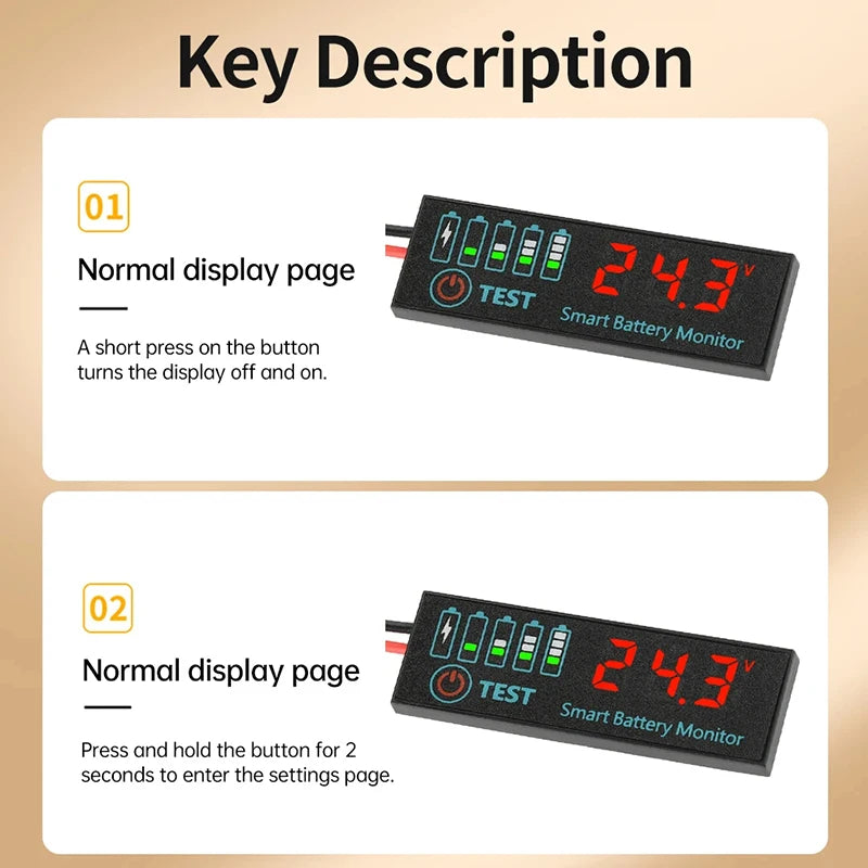 Battery Level Indicator LCD – 3S–12S Li-ion, LiPo & Lead Acid Battery Voltage Meter SWANS