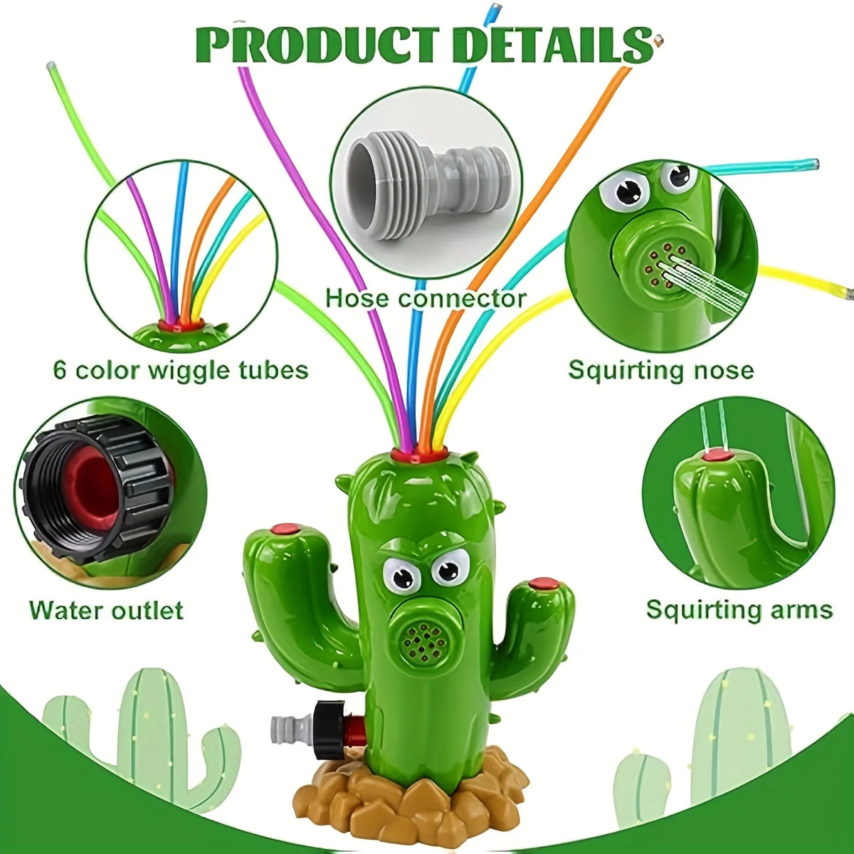 Kids Rotating Cactus Water Sprinkler Outdoor Garden Play Toy Outdoor Water Toy SWANS