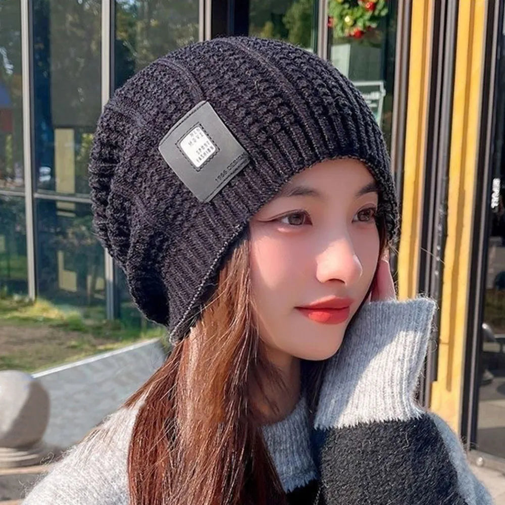 Women's Thickened Knit Beanie Hat with Ear Protection Knit Beanie Hat SWANS