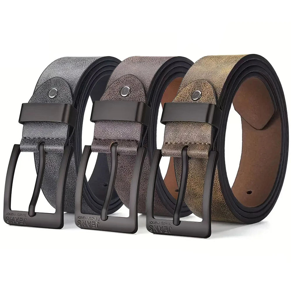Men's PU Leather Belt Metal Pin Buckle – Casual & Business Men's Leather Belt SWANS