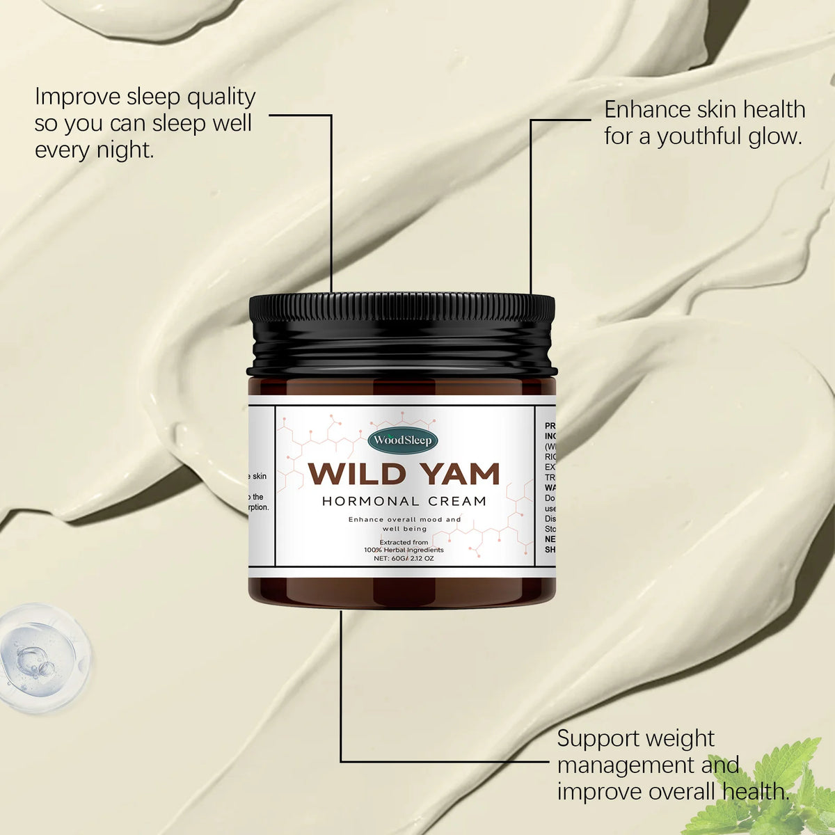 Wild Yam Cream – Hormone Balancing Moisturizer for Women 60g Body Moisturizer Cream SWANS