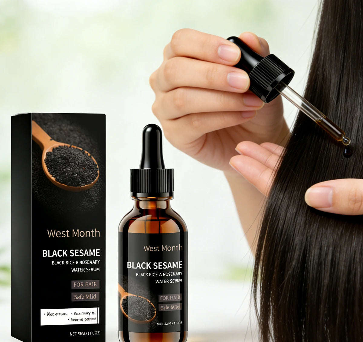 Black Sesame Hair Strengthening Oil & Growth Serum 30/60ml Hair Growth Serum SWANS