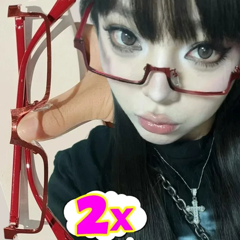 Y2K Japanese Half-Frame Decorative Glasses | Vintage Metal Decorative Eyeglass Frames SWANS