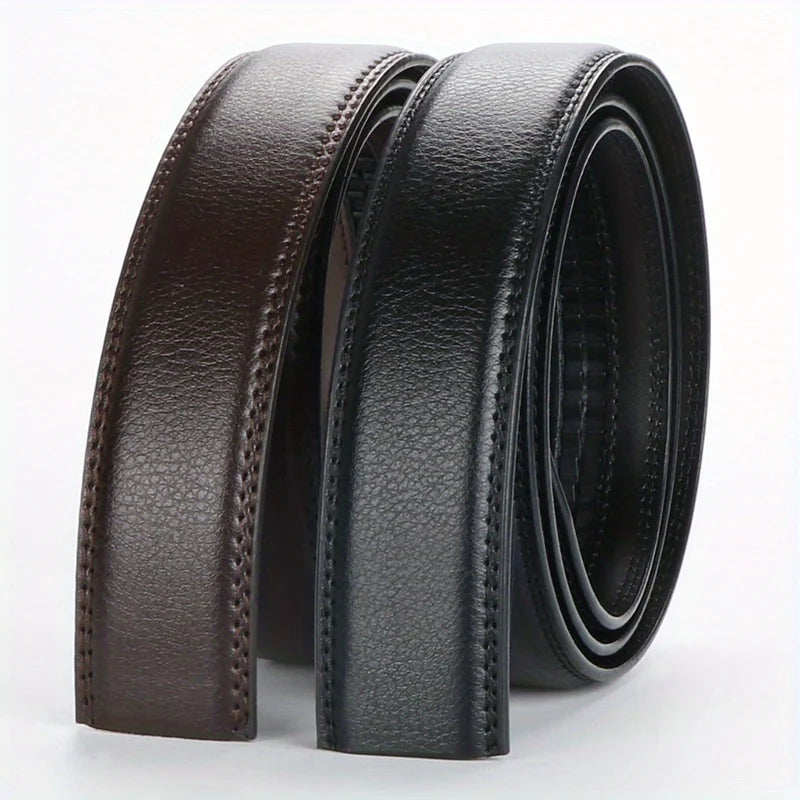 2-Pack Men's Split Leather Belts for Auto Buckle – Black & Brown Men's Leather Belt SWANS
