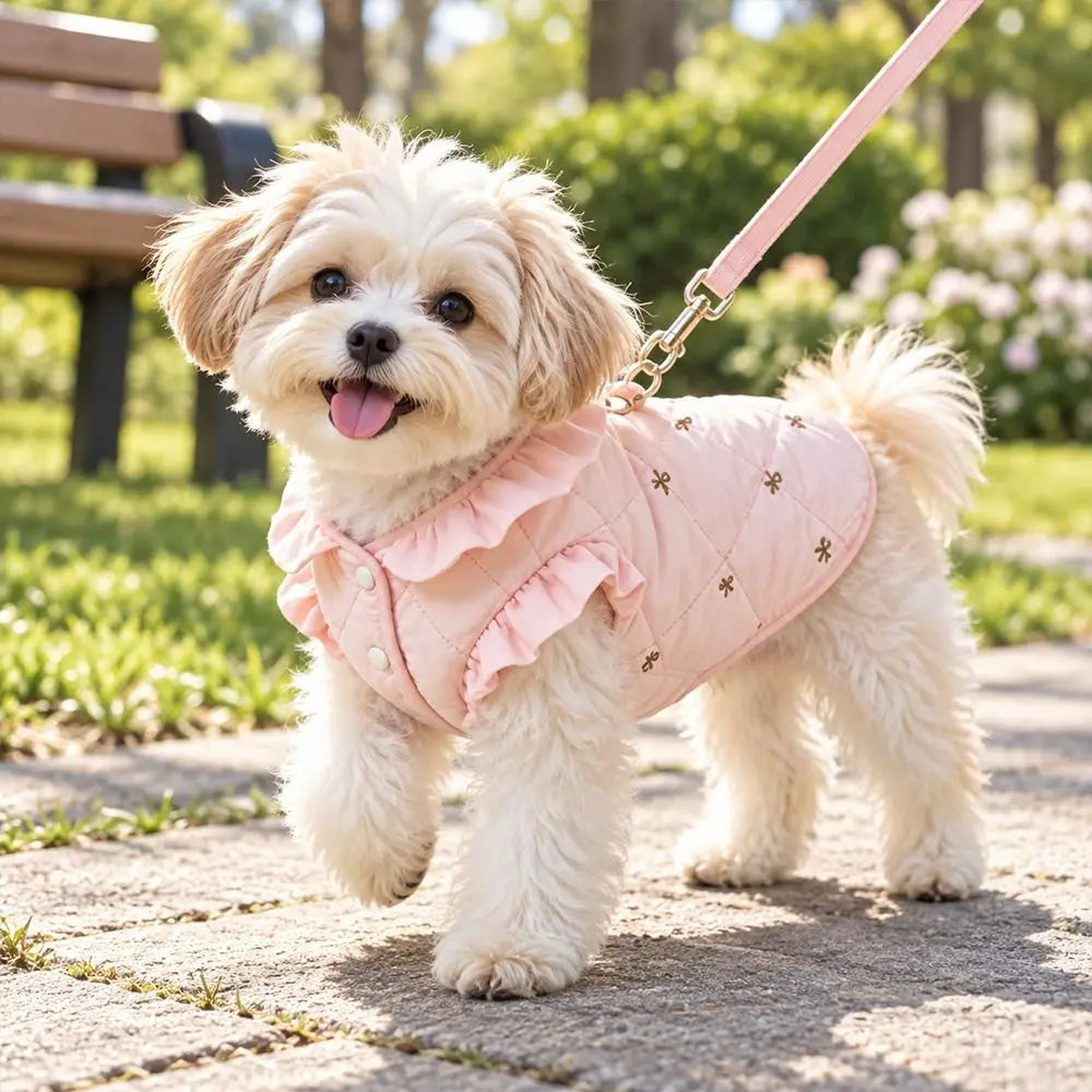 Winter Dog Jacket – Windproof Bowknot Embroidery Vest S–2XL Dog Winter Jacket SWANS