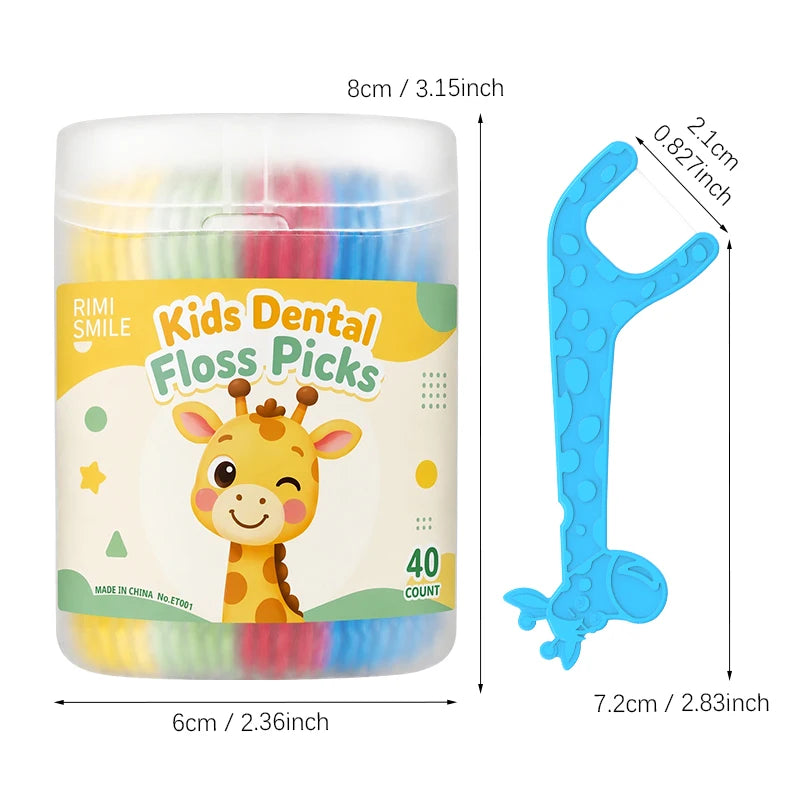 Kids Giraffe Dental Floss Picks 40-Count – Fun Disposable Flossers Kids Dental Flossers SWANS