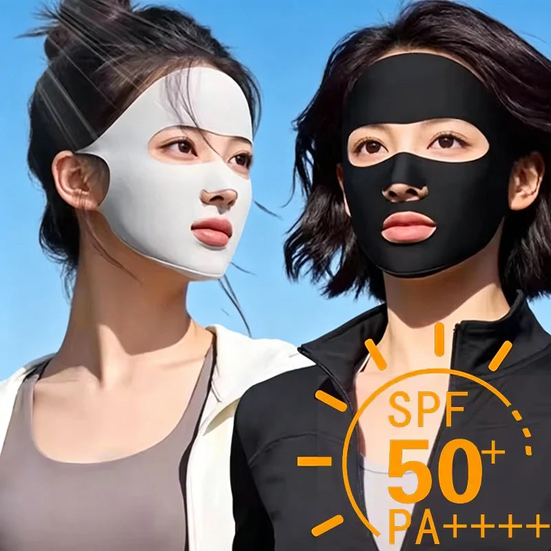 UPF 50+ Ice Silk Full Face Sun Mask – Cycling & Outdoor Sports UV Sun Face Mask SWANS