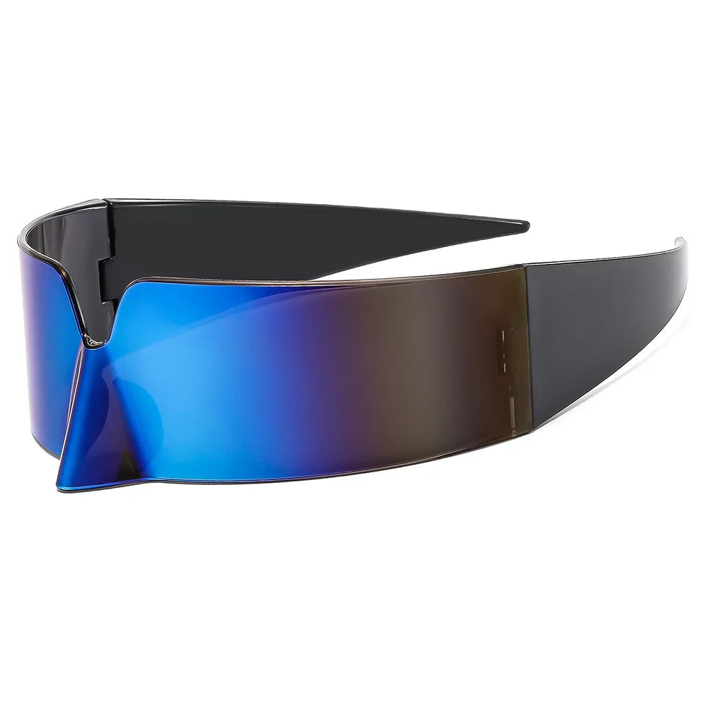 Y2K Rimless UV400 Sunglasses – Punk Vintage Goggle Unisex Fashion Sunglasses SWANS Mirror Blue