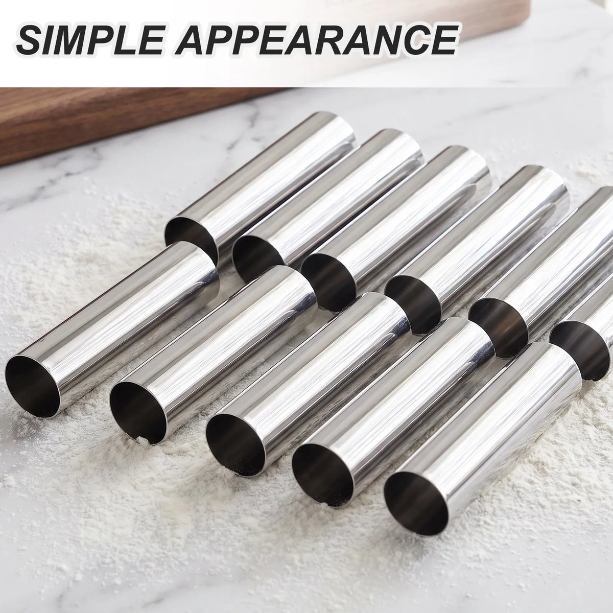 10-Pack Stainless Steel Cream Horn & Cannoli Molds Non-Stick Pastry Baking Molds SWANS