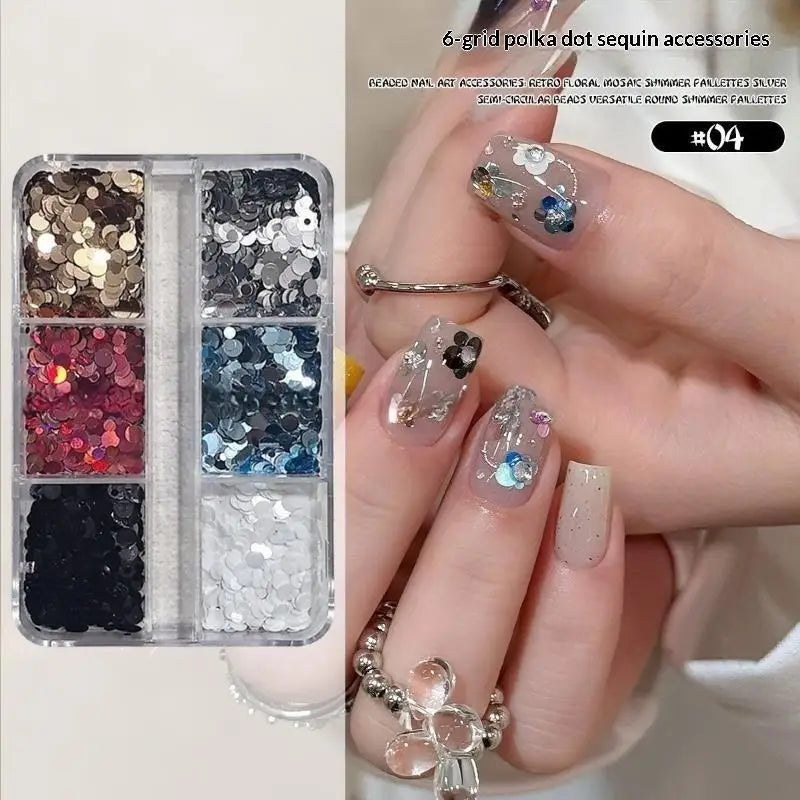 YOVIP Nail Art Glitter Sequins & Charm Kit – 6/12 Grids Nail Art Decor Kit SWANS A4